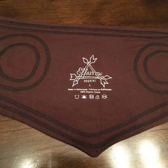 NWOT Elfarrow 100% Organic Cotton Obi Belt Earth With Black Stitching - Picture 9 of 10